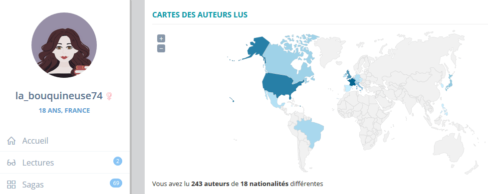 Extrait de ma carte du monde des auteur.rice.s lus en 2018.